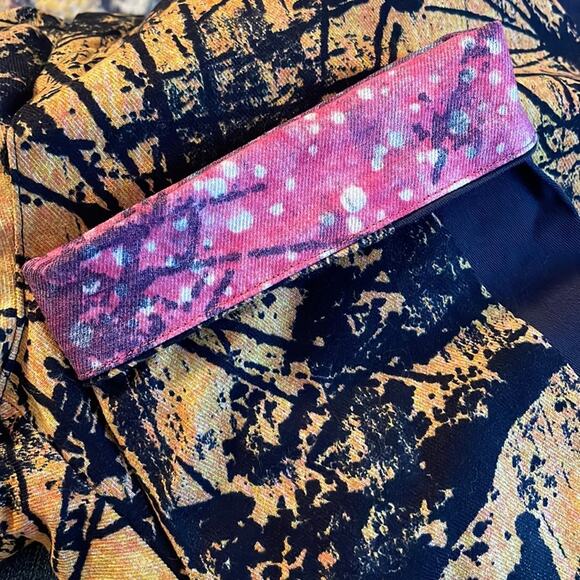 ELF SACK navy abstract print artsy statement slim leg pants size large - Picture 4 of 8